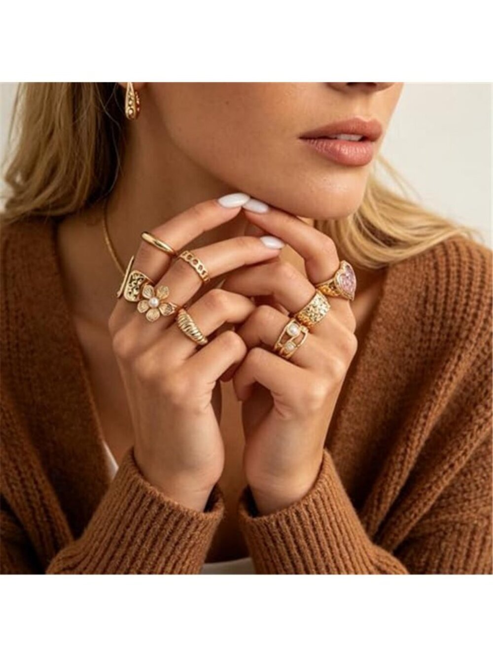 Stackable Gold Rings Set - Picture 2 of 3